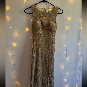 Prom lace dress with slit and open back. only wore once.